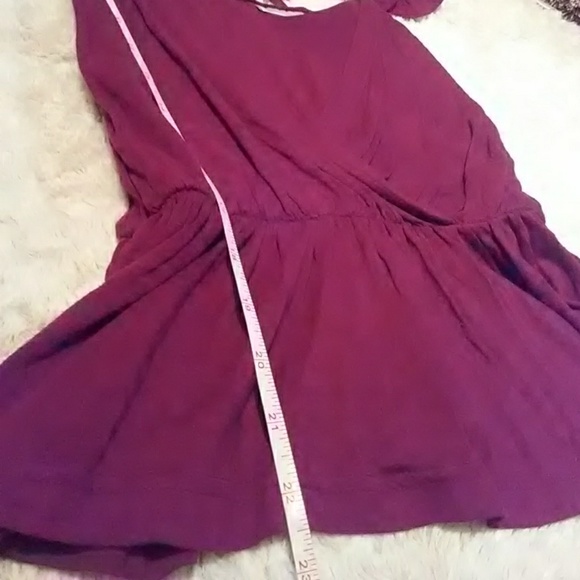 Wine color top w/ back tie accent & light ruffles - Picture 2 of 5